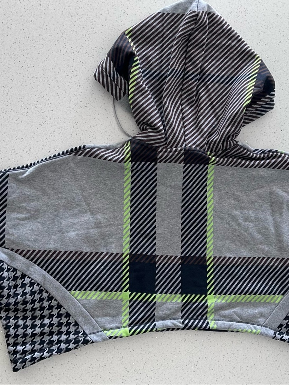 adidas Ivy Park Oversized Striped Shrug in Gray, Brown & Neon Green size S - Picture 11 of 13